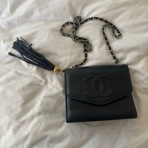 Chanel Black Crossbody Bag with Chain and Tassel